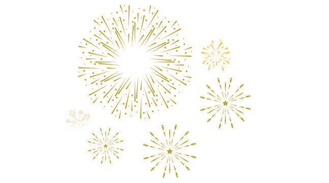 Golden Pixelated Fireworks Display Against a Background  Digital Celebration Bursts background