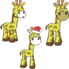 Little giraffe cartoon illustration pencil style in vector art 