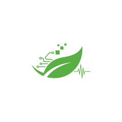 A green leaf combined with electronic circuit elements representing bio technology