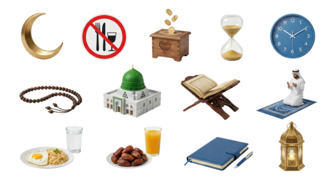 Collection of diverse symbolic objects on a transparent background for cultural and spiritual - Powered by Adobe