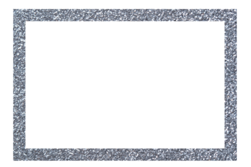 Silver glitter rectangle frame. Shiny border for photo overlay