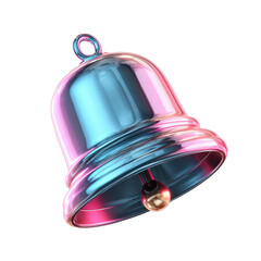 3D bell notification icon isolated on transparent PNG.