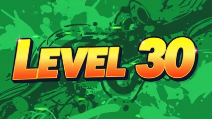 Achieving Level 30 in a Game Illustrative Design on Green Backdrop with Vibrant Colors