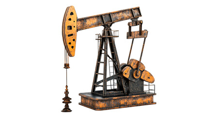 Rusty oil pump jack equipment on white background isolated on a transparent background 1