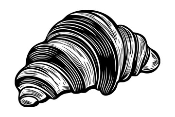 realistic luxury flat croissant illustration, golden flaky layers with subtle highlights, smooth flat shading preserving realistic volume, elegant French bakery style, isolated on white background