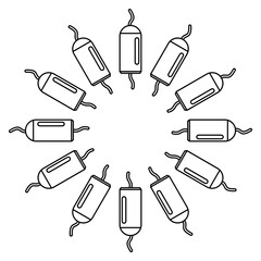 Obraz premium Circular Arrangement of Firecrackers Outline Icon for Festivals