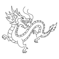 Naklejka premium Traditional Chinese Dragon Dance Performance Outline Illustration