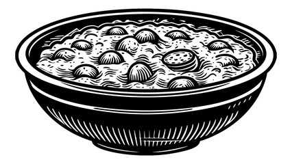 luxury realistic flat Indian curry bowl illustration, rich curry color tones, subtle oil highlights, rice with soft grain texture, clean flat shading with realistic depth