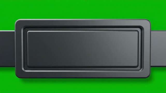 Dark Gray Metallic Rectangular Panel Button on Green Screen Background