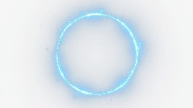 Bright electric blue glowing ring with intense light glare, smooth circular shape, futuristic energy aura, soft bloom effect, high contrast  isolated on white background, PNG
