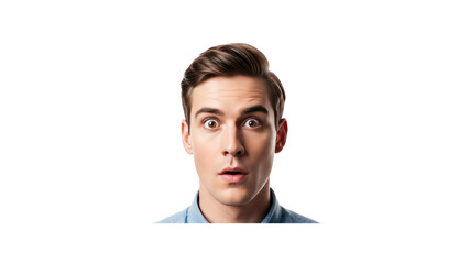 Shocked man portrait on Transparent Background