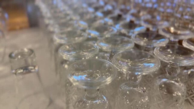Glassware with intricate patterns arranged on a table for event or celebration background