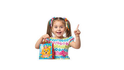 Excited girl with birthday gift