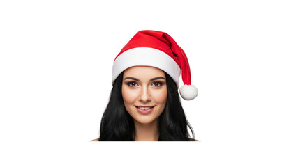 Beautiful woman in Santa hat smiling