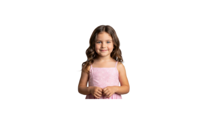 Smiling little girl in a pink dress