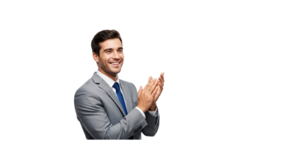 Happy businessman applauding isolated