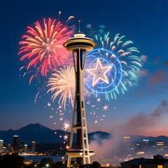 fireworks over the city