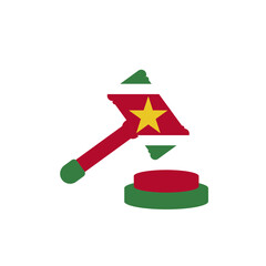 Suriname Flag Court Justice Hammer In Icon
