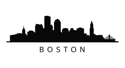 Fototapeta premium A striking black skyline depicting the city of boston with its iconic buildings a silhouette