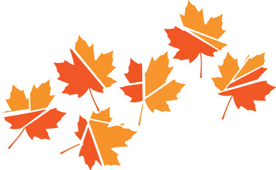 Stylized autumn maple leaves illustration with orange color and geometric design