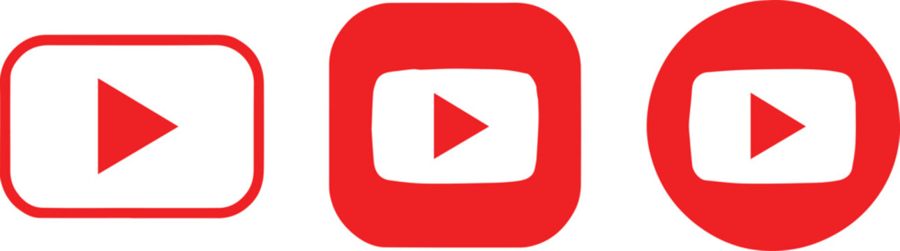 youtube play button in circle square hexagon vector icons pack ui