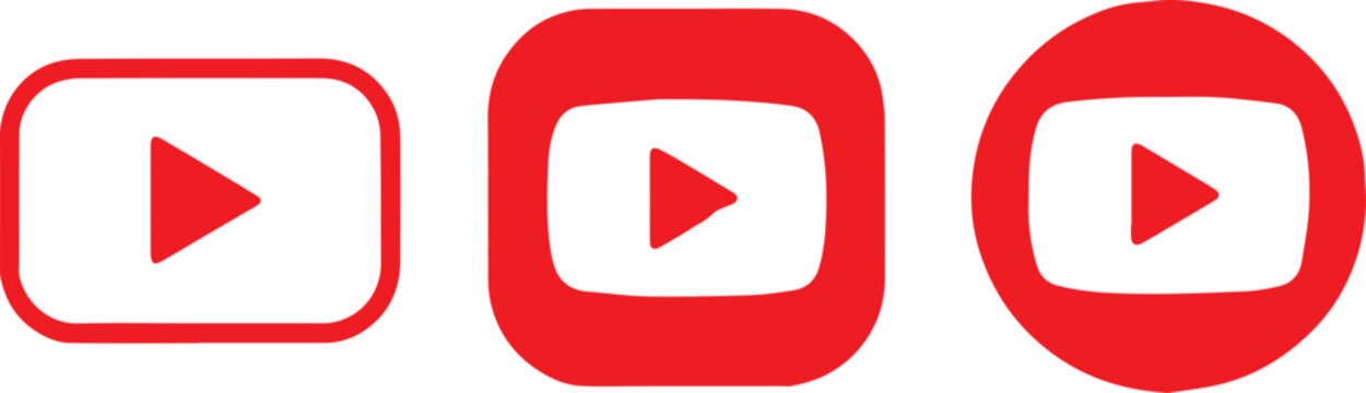 youtube play icon set play button variations in vector shapes ui
