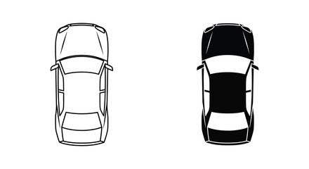 A comparative top down view of two modern car designs one light and one dark silhouette