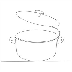 Continuous one line drawing of cooking pot cooking utensil concept simple line art design vector illustration
