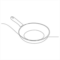 Continuous one line drawing of cooking pot cooking utensil concept simple line art design vector illustration