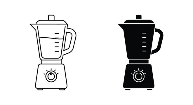 A contrasting depiction of a blender showcasing both filled and dark outline silhouette