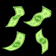 US dollar vector clip art set for financial wealth, profit, accounting, marketing, revenue growth and economic success.
