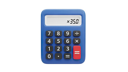 3D Blue Calculator with Display Showing 'x 35.0'