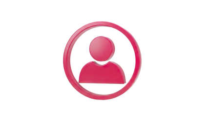 3D Pink User Icon in a Circle