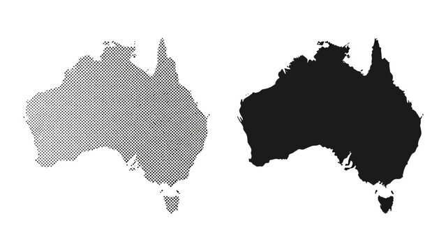 Australia map silhouette set isolated