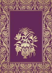 wedding card design, paisley floral pattern , India	
