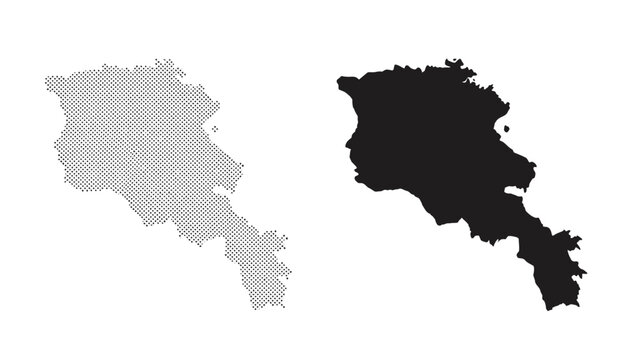 Armenia map silhouette set isolated