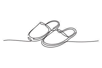 One line drawing of simple slippers illustration
