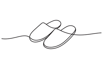 One line drawing of simple slippers illustration
