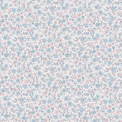 Cute flower pattern in small design. Small blue pink flowers on light color background. Ditsy floral seamless pattern. Pretty ditsy print. liberty style, design for fashion, fabric, wallpaper, textile