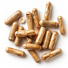 Ashwagandha Capsules on white background