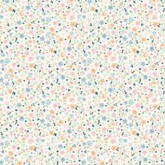 Cute flower pattern in small design. Small colorful flowers on light color background. Ditsy floral seamless pattern. Pretty ditsy print. Wildflower surface design. for fashion, fabric, wallpaper