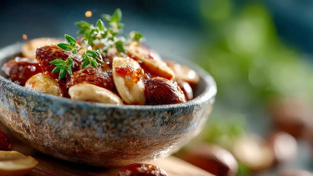 Fresh organic peanuts in a wooden bowl, presented as healthy natural snack with rustic styling and soft background bokeh