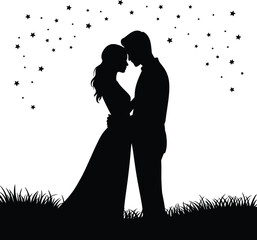  Couple Silhouette Vector Romantic Love Scene Design