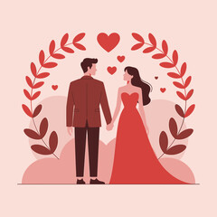 Romantic Valentine Love Couple Illustration Vector Design