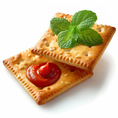 Crackers with butter on isolated background