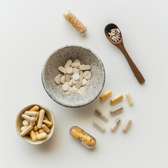 Guduchi Tablets filled in bowl, spoon placed near bowl