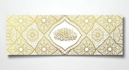 Intricate golden design on a rectangular background with floral patterns and ornaments