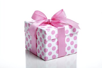 Obraz premium Pink gift box with polka dots (2)