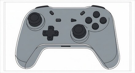 Gray Vector Illustration of Game Controller.