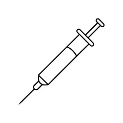 Medical syringe line icon injection healthcare tool on white background Vector illustration